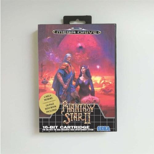 Phantasy Star II 2 - EUR Cover With Retail Box 16 Bit MD Game Card for Megadrive Genesis Video Game Console Battery Save