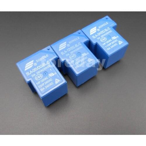 100PCS Blue SLA-05 12 24VDC-SL-C 6 Pins SONGLE R Power Relay 5V 12V 24V DC SPST SLA Original 30A Switching T90 Relays *FD690-692