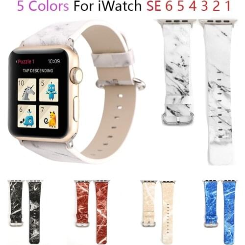 Marbling Leather Bands for Apple Watch Strap SE 6 5 4 44mm 40mm Belt Bracelet for IWatch Band Series 6 5 3 2 40mm 38mm Watchband