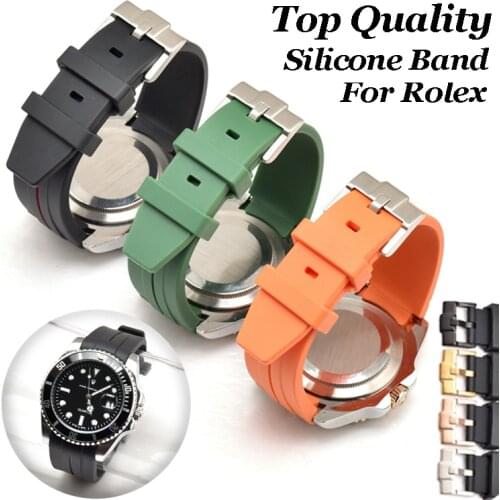 20mm 21mm 22mm Rubber Watch Band FKM High Quality for Rolex Submarainer Yacht-Master Oyster-Perpetual Fluoro Rubber Strap
