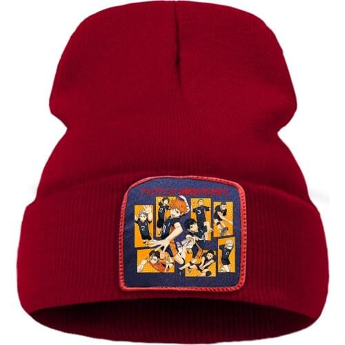 Hats Haikyuu_Karasuno High School Printing Women Knitted Hat Outdoor Casual Men Winter Hats Warm Fashion Beanie For Teens