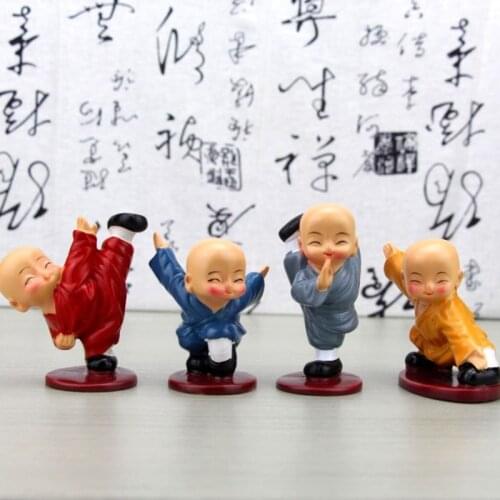 4pcs Car Interior Decoration Lovely Kung Fu Little Monk design Cute Cartoon Monk Decorative Dolls Car Accessories Ornaments