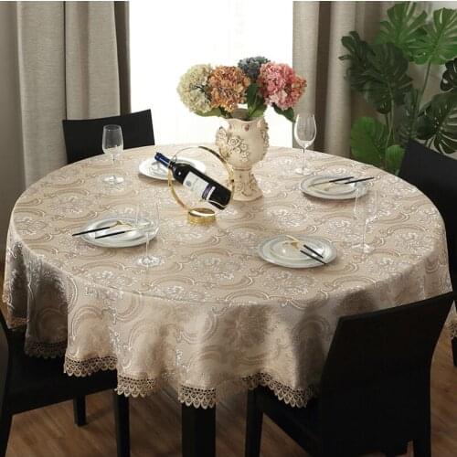 European Embroided Round Tablecloth For Table Decor Jacquard Lace Elegant Table Cloth Dining Table Cabinet Cover Home Decor
