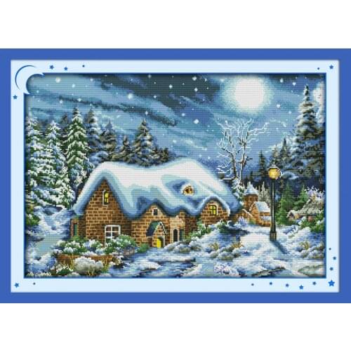 Everlasting Love The Most Beautiful Snow Night Chinese Cross Stitch Kits Ecological Cotton Stamped Printed Christmas Decorations