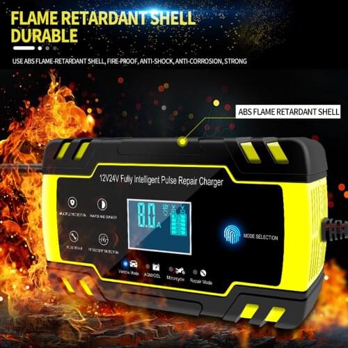 12V 24V Pulse Repairing Charger with LCD Display Motorcycle Car Battery Charger AGM GEL WET Lead Acid Battery Charger