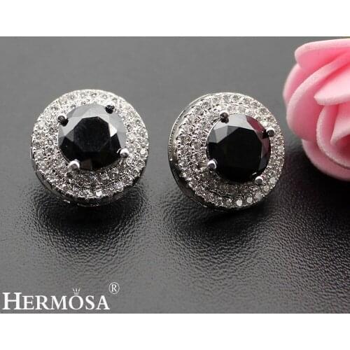 Pretty Shiny PurpleAmethyst Onyx Garnet WhiteTopaz Lady GIFT Earrings HERMOSA Womens Fashion Jewelry