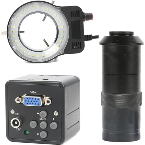 2.0MP 1080P HD VGA Digital Electronic Industrial Video Microscope Camera + 100X C-mount Lens + 32 LED Lamp Ring PCB Soldering