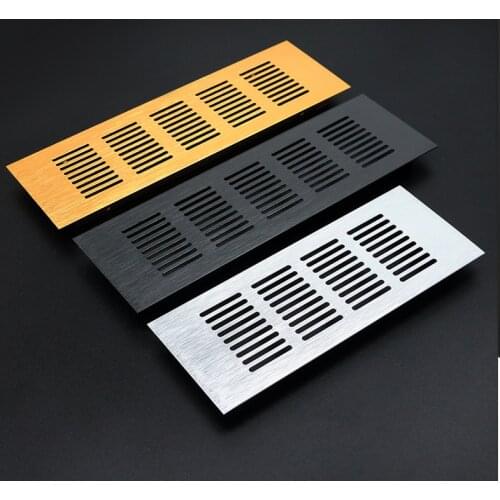 2Pcs Snow Flower Grid Rectangle Gold Silver Black Aluminum Air Vent Grille Cover Furniture Shoe Closet Cabinet Flush