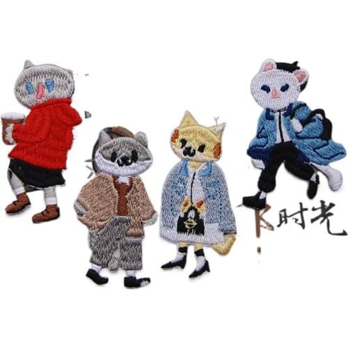 20pcs/lot Fashion Kitty Show Embroidery Patch Cat Animal Clothing Decoration Sewing Accessories Diy Iron Heat Transfer Applique