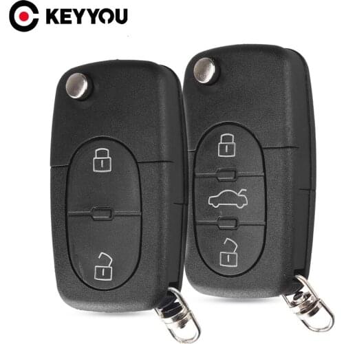 KEYYOU Free Shipping for Audi key 3 Button Remote Flip Car Key Case Shell Blade for Audi A3 A4 A6 A8 TT Quattro CR2032 Fob Blank