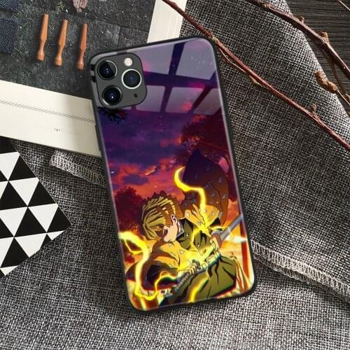 Zenitsu Agatsuma Kimetsu No Yaiba Anime Soft Tpu Glass Phone Case for IPhone SE 6s 7 8 Plus X Xr Xs 11 12 Mini Pro Max Samsung
