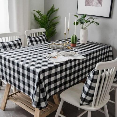 Black Plaid Pastoral Tablecloth Picnic Home Kitchen Decorative Table Cover Nappe De Table Manteles Wedding Decoration Tischdecke
