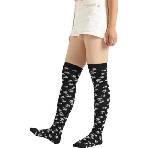 Skull Pattern Stockings Female Leisure Cotton Elastic Anti Slide Halloween Creative Autumn Winter Warm Cold Proof Stockings