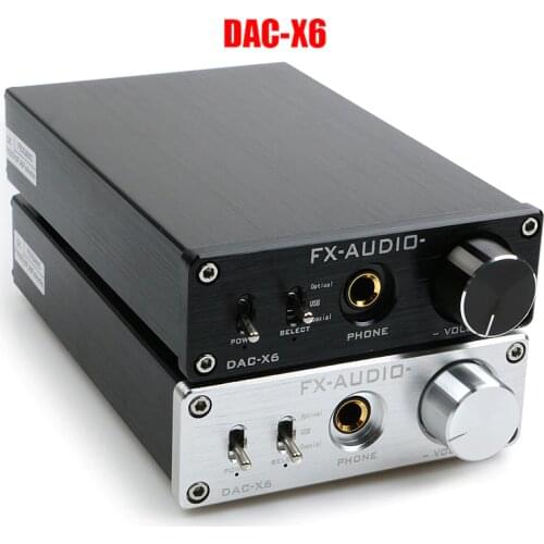 FX-AUDIO DAC-X6 HiFi 2.0 Digital Audio Decoder DAC Input USB/Coaxial/Optical Output RCA/ Amplifier 24Bit/96KHz DC12V