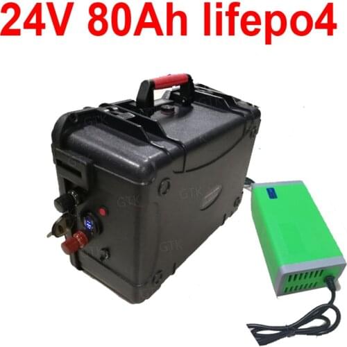 GTK waterproof Lifepo4 24v 80AH battery BMS 8s for 2400W 2000w Inverter fridge Electric bike tricycle RV AGV UPS + 10A charger