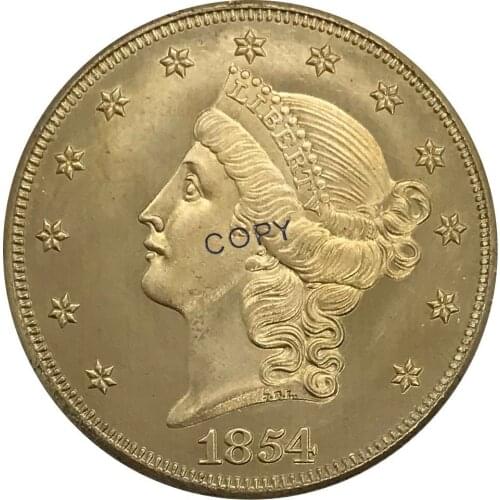 1854 United States 20 Twenty Dollars Liberty Head Double Eagle Gold coin Brass Collectibles Copy Coin