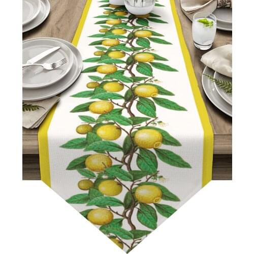 Lemon Fruit Leaves Table Runners for Wedding Party Decoration Coffee Table Decor Modern Table Runner