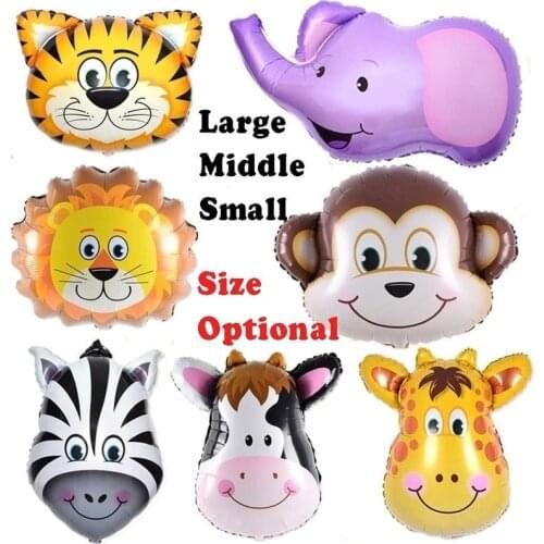 Cartoon Animal Foil Balloon For Jungle Safari Birthday Decorations Kids Gift Toy Tiger Lion Monkey Zebra Deer Helium Air Globos