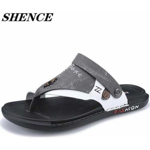 SHENCE 2021 Mens Flip-flop Sandals Casual Slippers Summer Fashion Trend Beach Shoes Hiking Shoes for Men Soft and Breathable