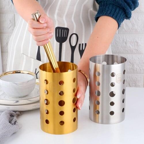 Stainless Steel Set Golden Cooking Tool Set Egg Mixer Kitchenware Set Kitchenware Chopsticks Tube Spoon Colander