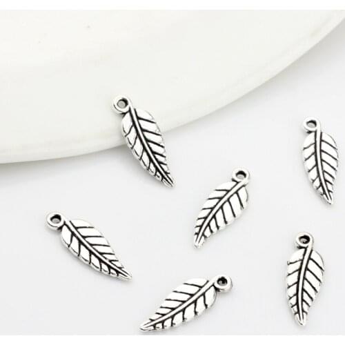 20pcs 19*7MM 2018 New Zinc Alloy Retro Silver Leaves Charms Pendants For DIY Fashion Jewelry Findings Accessories Free shipping