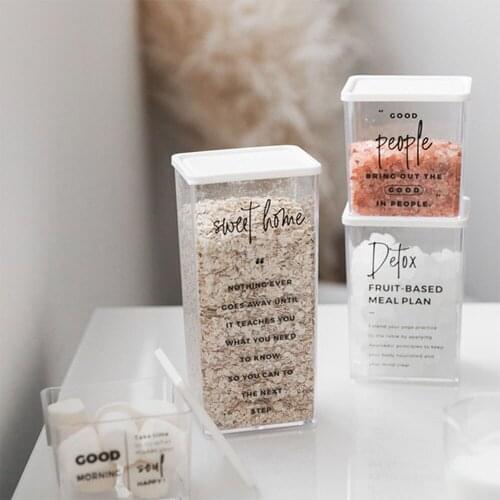 Simple Plastic Storage Box Stackable Lid Design Sealing Organizer Can Nordic Kitchen Tea Coffee Sugar Dry Grains Jar