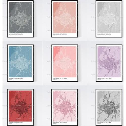 San Miguel de Tucuman, Argentina Map Art Print - Many Styles- Scandi / Vintage Wall Art Canvas Modern Home Decor Posters