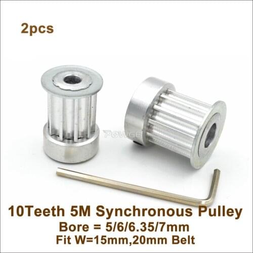 POWGE 10 Teeth 5M Synchronous Pulley Bore 5/6/6.35/7/8mm Fit Width 15/20mm 5M Synchronous Belt 10T 10Teeth HTD 5M Timing Pulley