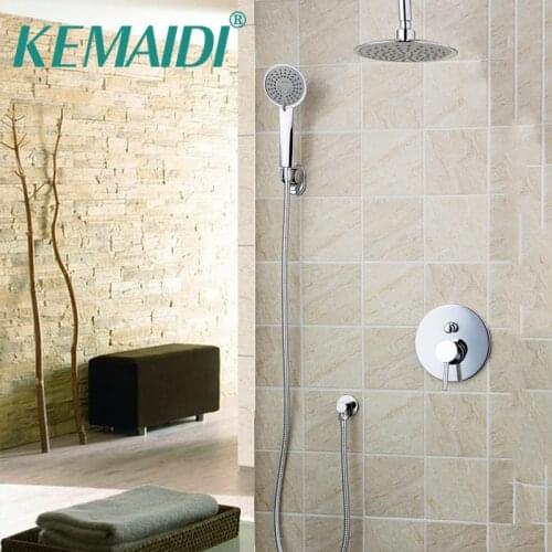 KEMAIDI 8" Ceiling Mount Utral-thin Faucet Tap Shower Head Bathroom Rain Shower chuveiro Set 50237-22A/00 Bath Shower Set