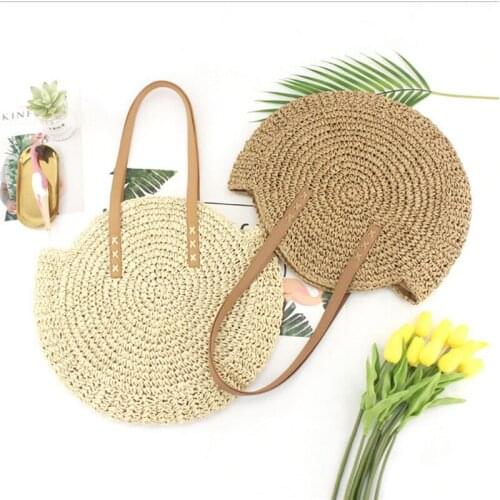 Women Straw Bag Summer Boho Style Beach Rattan Shoulder Bags Wicker Weave Handbag Crossbody