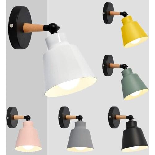 Modern Nordic Wood Wall Light Sconce Bedroom Bedside Wall Lamp Shade for Kitchen Restaurant LED Home Lights Lighting Room Decor