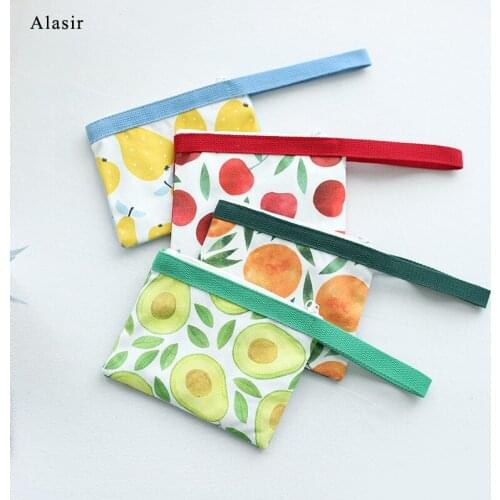 Alasir Fruit Print Canvas Clutch Cotton Cell Phone Bag Coin Purse Fresh Fruit Print Hand Purses Ladies Money Bag