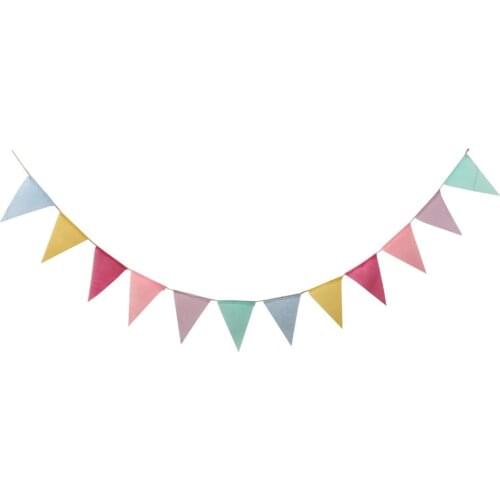 Handmade Fabric DIY Decorative Wedding Party Bunting Birthday Ornament Banner Colorful Anniversary Hanging Triangles Flag
