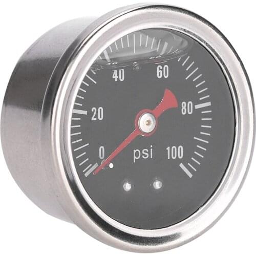 0-100 PSI/Bar Universal Car Fuel Pressure Regulator Gauge Liquid Fill Fuel/Oil Meter Fit With 1/8 NPT Threads 90 Degree Fitting