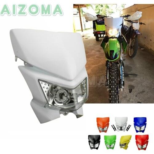 White Supermoto MX Enduro Motocross Headlight Fairing Universal For Yamaha Kawasaki Honda EXC SX SMR CRF CRM KDX DRZ400S/M