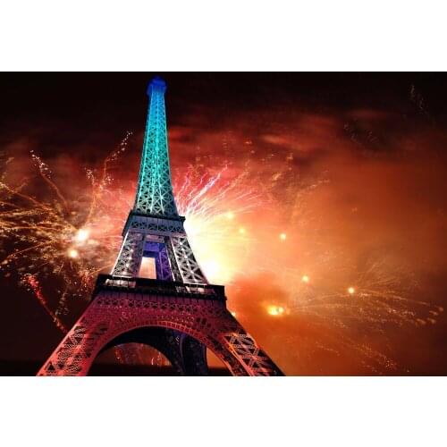 VinylBDS Photography Backdrop Eiffel Tower Photo Studio Backdrop Fireworks For Children Yy00442
