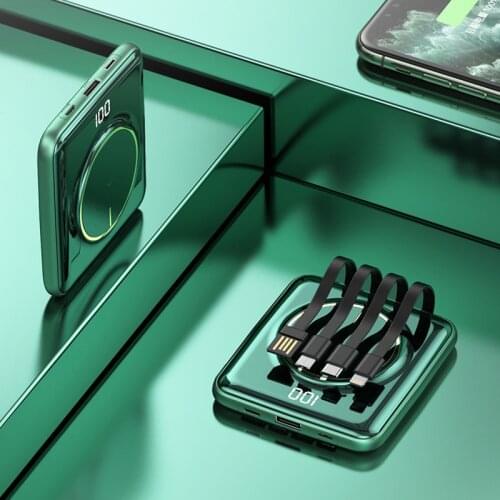 20000mAh Wireless Power Bank Built in Cable Portable Charger Mini Powerbank for iPhone 12 11 XR Samsung S21 S20 Xiaomi Poverbank