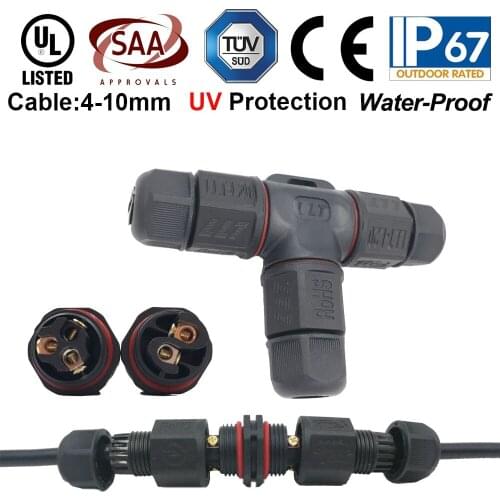 L16 L20 IP67 Cross connector waterproof led connector outdoor use Wire connector 2pin 3pin IP cable connector for led light