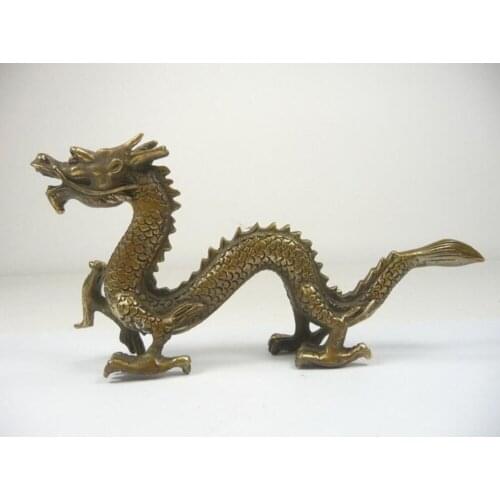 Oriental Chinese hand work old copper carved dragon statue decoration free shipping