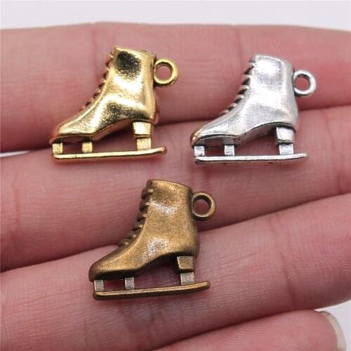 WYSIWYG 4pcs 21x18x6mm 3 Colors Antique Gold Antique Silver Color Antique Bronze 3D Skates Charms