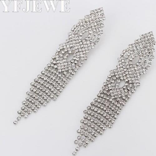 YFJEWE New Luxury Bridal Gold-color Rhinestone Crystal Earings Wedding Party Dangle Chandelier Drop Earrings Jewelry E041