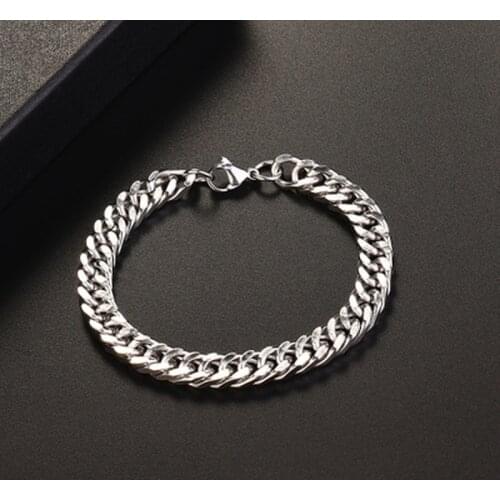 ZG Punk Style Mens Stainless Steel Chain Trendy Bracelet Fashion Jewelry for Boyfriend Gift