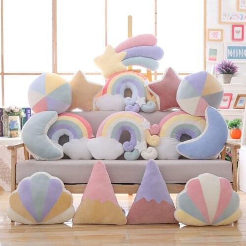 Sky Series Cloud Star Moon Plush Pillow Colorful Rainbow Crown Pillow Cushion Sofa Home Decoration Stuffed Throw Pillow Toy Gift