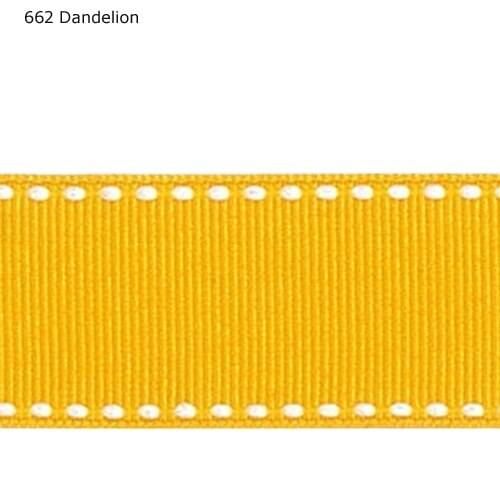 1" inch 25mm White stitched Dandelion ribbon