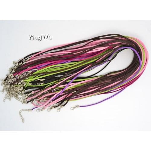 100Pcs Mix Color Suede Cord 3mm Flat Leather Cord Necklace For Jewelry Wholesale Korean Velvet Rope With Clasp & Extender