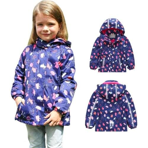 2019 Jacket For Girls Childrens Hoodies Waterproof Outerwear Kids Windbreaker For Girl Spring Autumn Winter Kids Coat Age 3-12