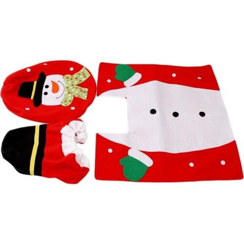 3PCs/ Set Christmas Snowman Bathroom Toilet Seats Cover Home Wedding Decoration Ornament Navidad Halloween Products