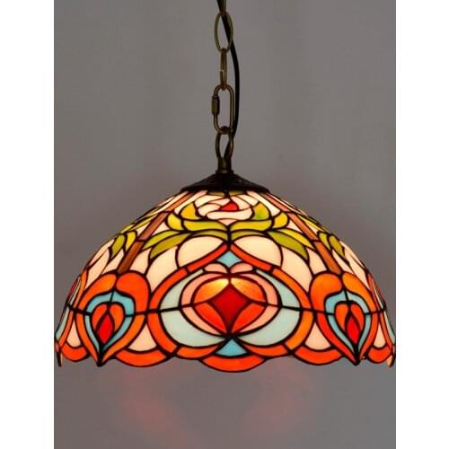 30cm American Pastoral Retro Creative Peach European Tiffany Colored Glass Restaurant Bar Corridor Chandelier