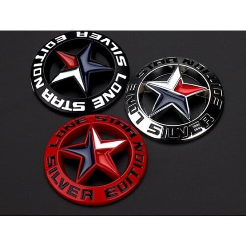 3D Metal Lone Star Texas Edition Silver Auto Trunk Emblem Badge Decal Sticker Car Accessories Car Decor
