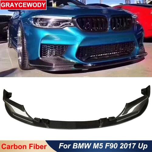 3D Style Real Carbon Fiber Material Front Bumper Lip Spoiler Protector Car Body Styling Part For BMW M5 F90 Car Tuning 2017 Up